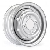 21A1282S 3.5" x 10" Cooper S steel wheel finished in silver.