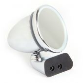 Adjustable Chrome Bullet Mirror - Flat Lens - Rover Door Mount Fitting - LH 