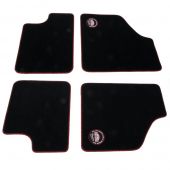 Paddy Hopkirk Mini Floor Mat Set in Black with Black & Red Binding
