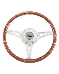 Cooper Wood Steering Wheel with Horn for classic Mini