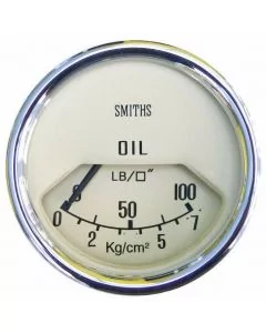 Smiths Mechanical Oil Pressure Gauge - Magnolia Face with Chrome Bezel 