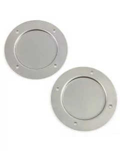 SMB106 Mini fresh air vent blanking plates, manufactured from mild steel approximately 4.25" diameter.