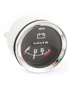 SMIBV2220-00C Smiths Classic voltmeter, 52mm gauge with black face and chrome bezel.