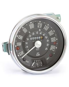 SMISN4421-33B Smiths Classic Mini Speedometer, 0-200 km/h 140mm, mechanical with black face and chrome bezel for Cooper S models '63-'71