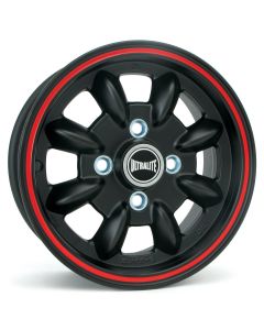 SPDML1PBR Ultralite 5.5'' x 12'' Mini alloy wheel finished matt black with red pinstripe 