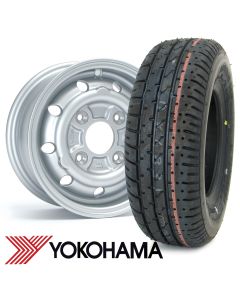 4.5" x 10" silver alloy Cooper S replica wheel and Yokohama A008 tyre package