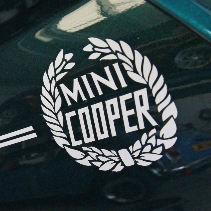 Mini Cooper Wreath Laurel Decal - Diamond White 