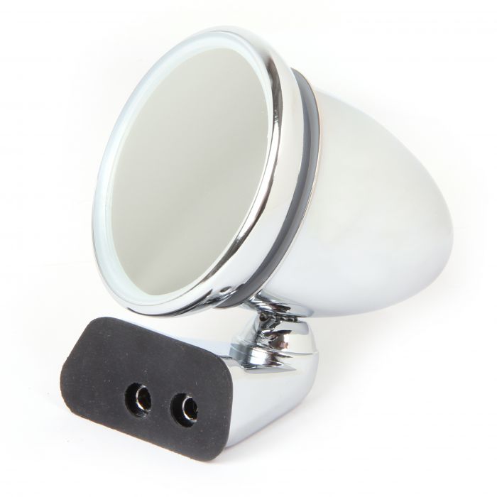 Adjustable Chrome Bullet Mirror - Flat Lens - Rover Door Mount Fitting - RH 