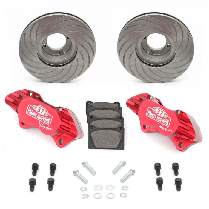 Paddy Hopkirk 8.4" Vented 4 pot Alloy Caliper Brake Conversion Road Kit - Red
