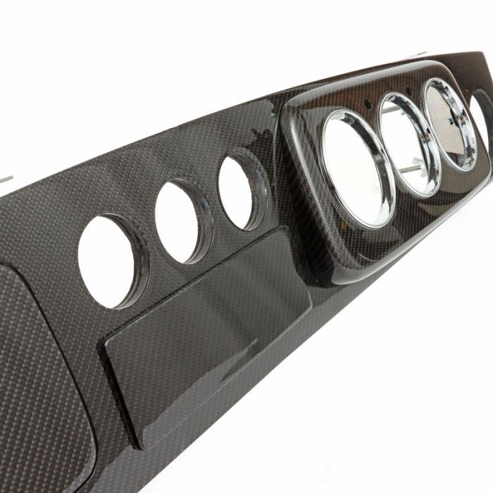 Carbon Fibre Look Dashboard 3 Clock + 3 Chrome