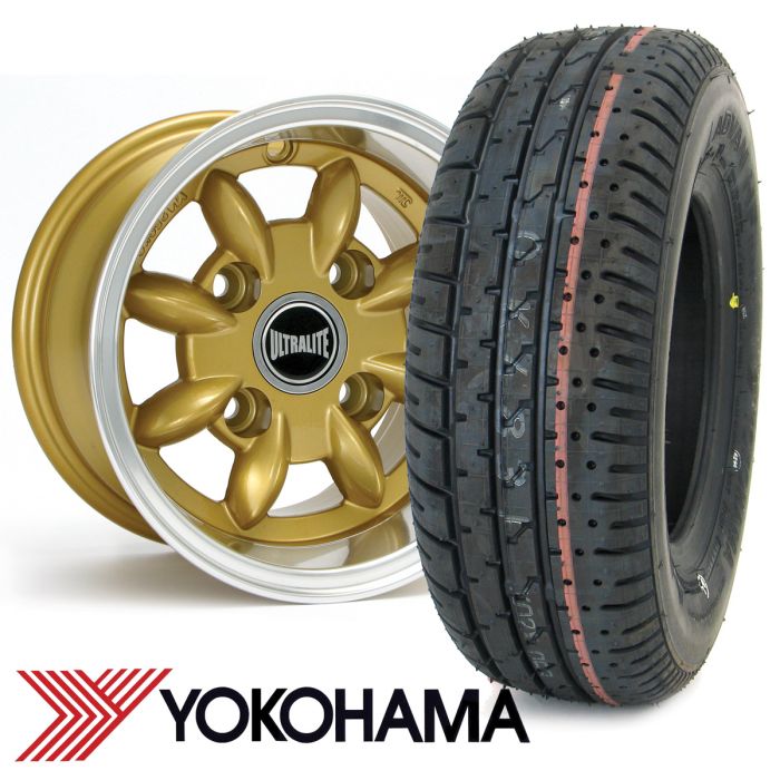 6" x 10" gold Ultralite alloy wheel and Yokohama A008 tyre package