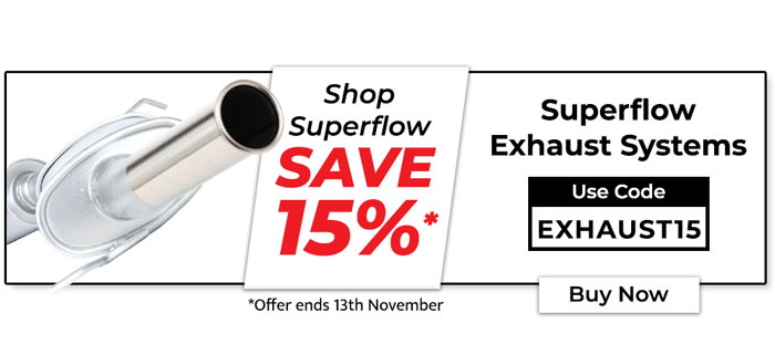 Save an extra 15% on Superflow Mini Exhausts